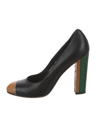 Dries Van Noten Leather Colorblock Pattern Pumps