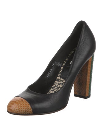 Dries Van Noten Leather Colorblock Pattern Pumps