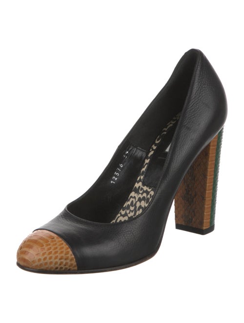 Dries Van Noten Leather Colorblock Pattern Pumps