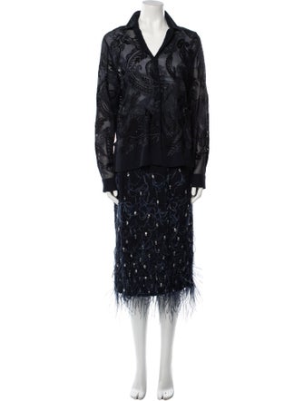 Dries Van Noten Silk Lace Pattern Skirt Set