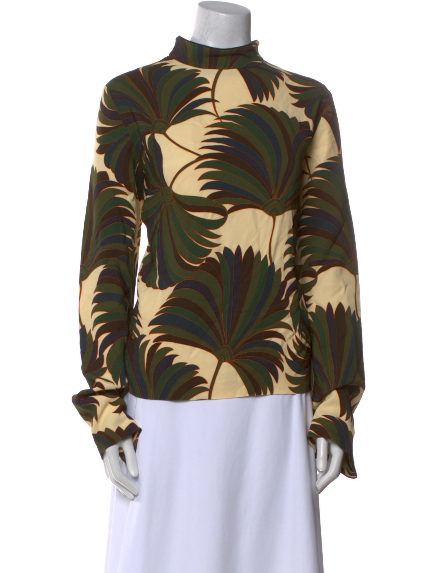 Dries Van Noten Floral Print Mock Neck Blouse