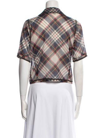 Dries Van Noten Plaid Print V-Neck Crop Top