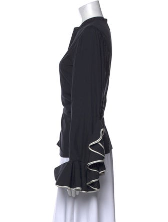 Dries Van Noten Mock Neck Long Sleeve Button-Up Top