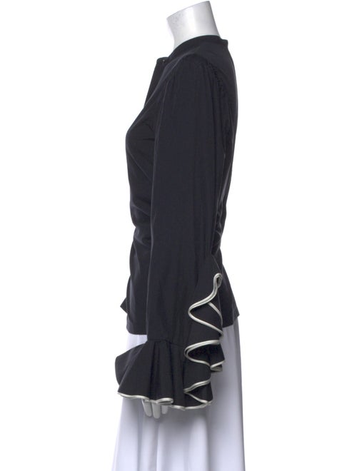 Dries Van Noten Mock Neck Long Sleeve Button-Up Top