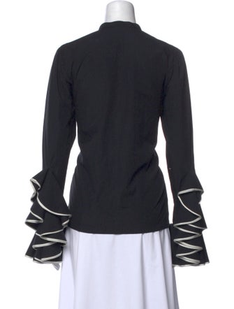 Dries Van Noten Mock Neck Long Sleeve Button-Up Top