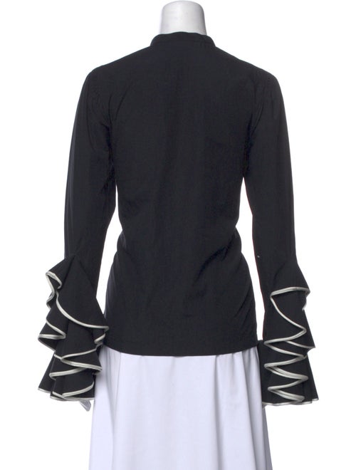 Dries Van Noten Mock Neck Long Sleeve Button-Up Top