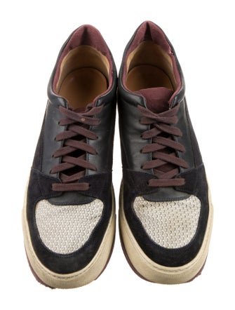 Dries Van Noten Leather Colorblock Pattern Sneakers
