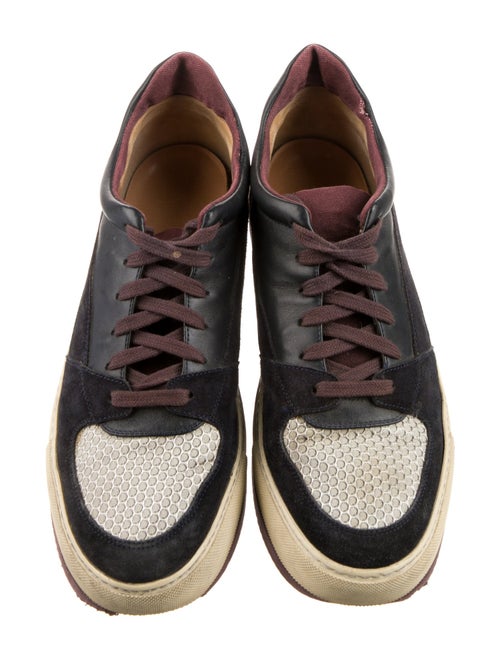 Dries Van Noten Leather Colorblock Pattern Sneakers