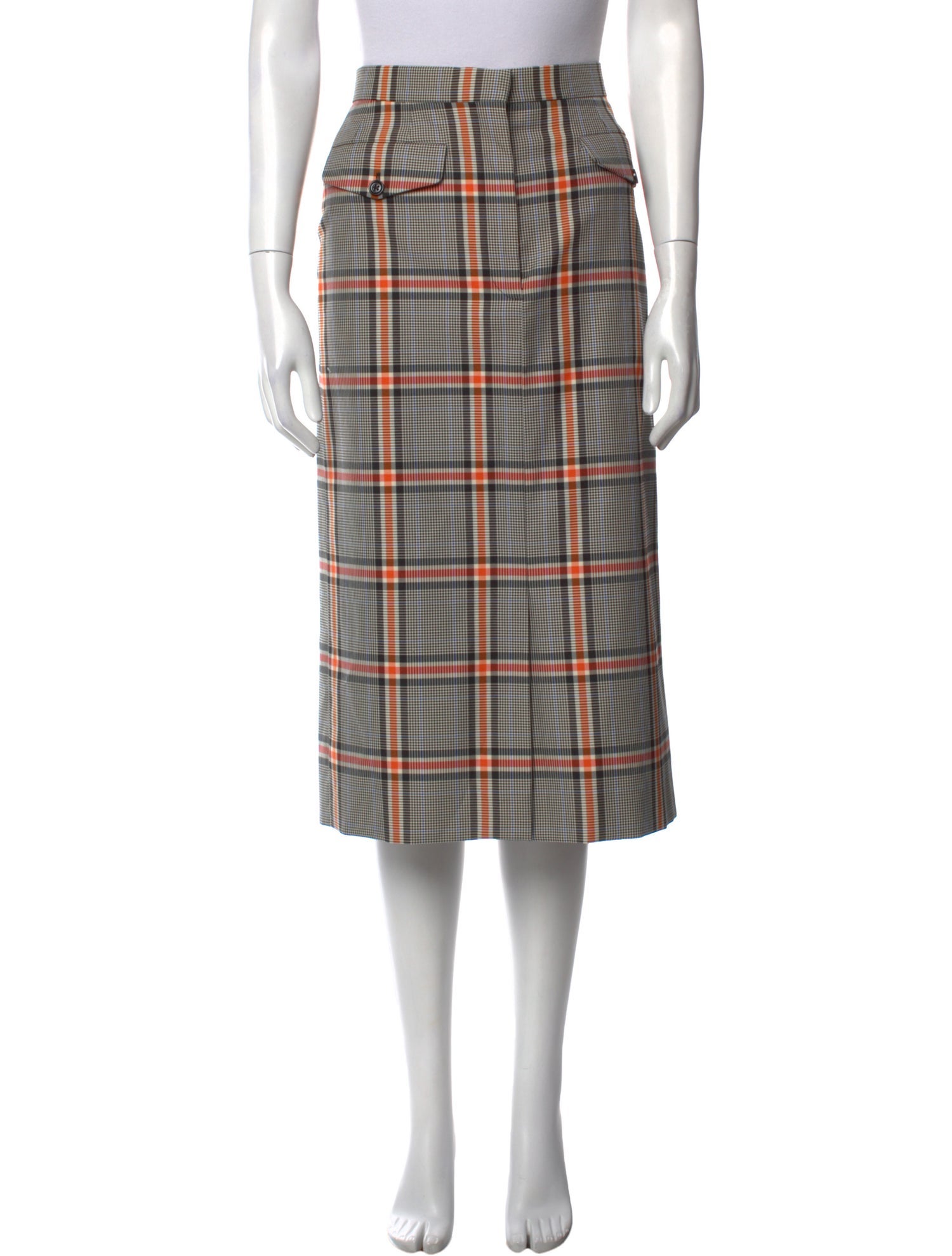 Dries Van Noten Plaid Print Midi Length Skirt