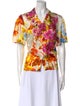 Dries Van Noten Floral Print Short Sleeve Button-Up Top