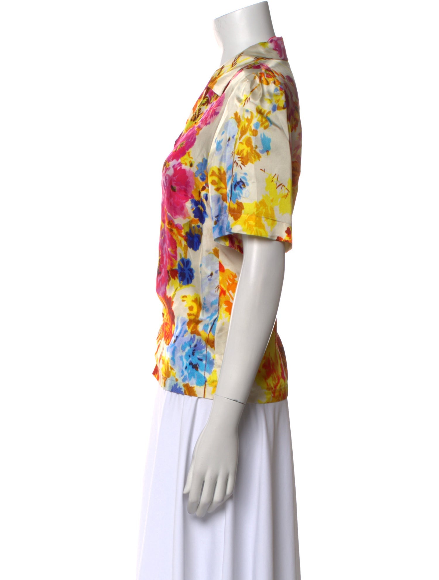 Dries Van Noten Floral Print Short Sleeve Button-Up Top