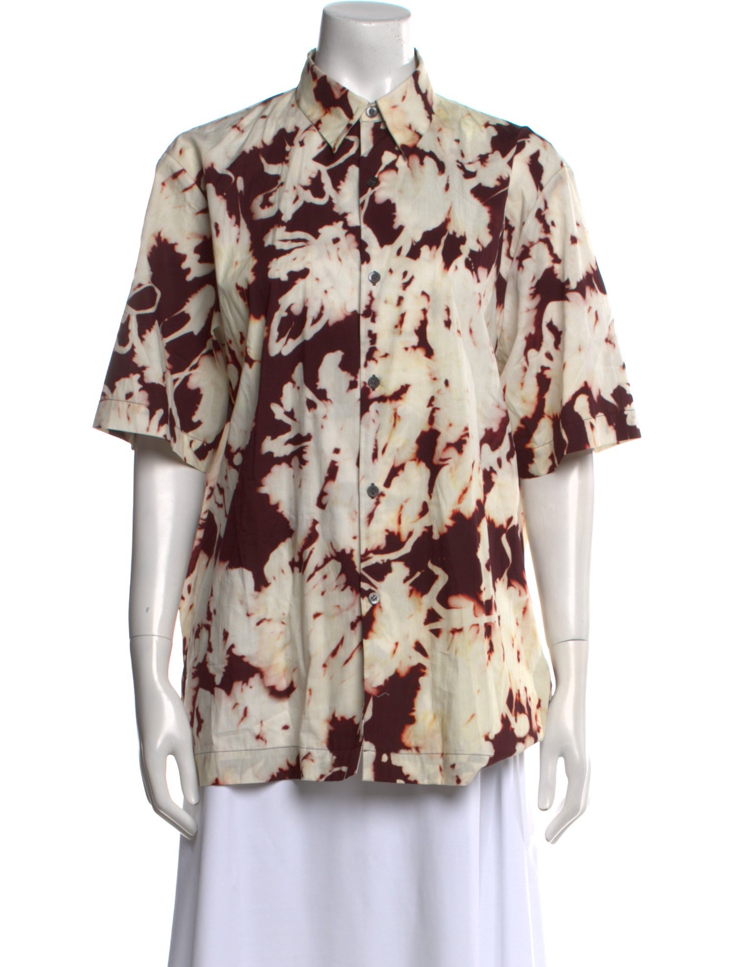 Dries Van Noten Printed Short Sleeve Button-Up Top w/ Tags