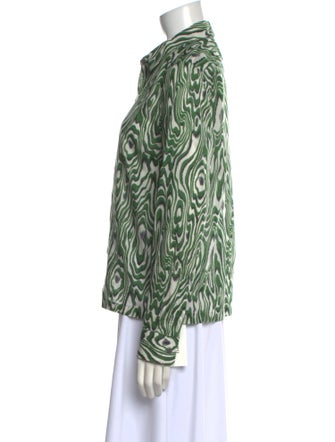 Dries Van Noten Printed Long Sleeve Button-Up Top