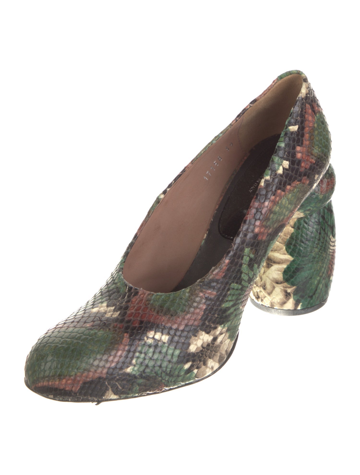 Dries Van Noten Snakeskin Animal Print Slingback Pumps