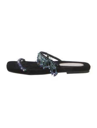 Dries Van Noten Velvet Beaded Accents Slides