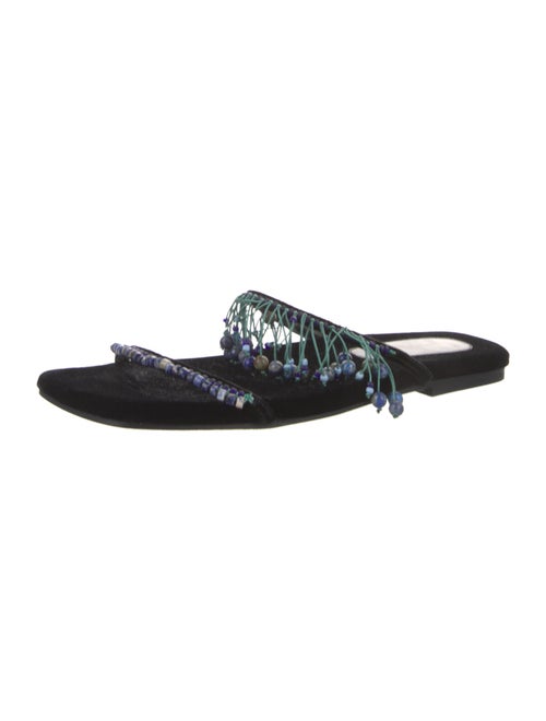 Dries Van Noten Velvet Beaded Accents Slides