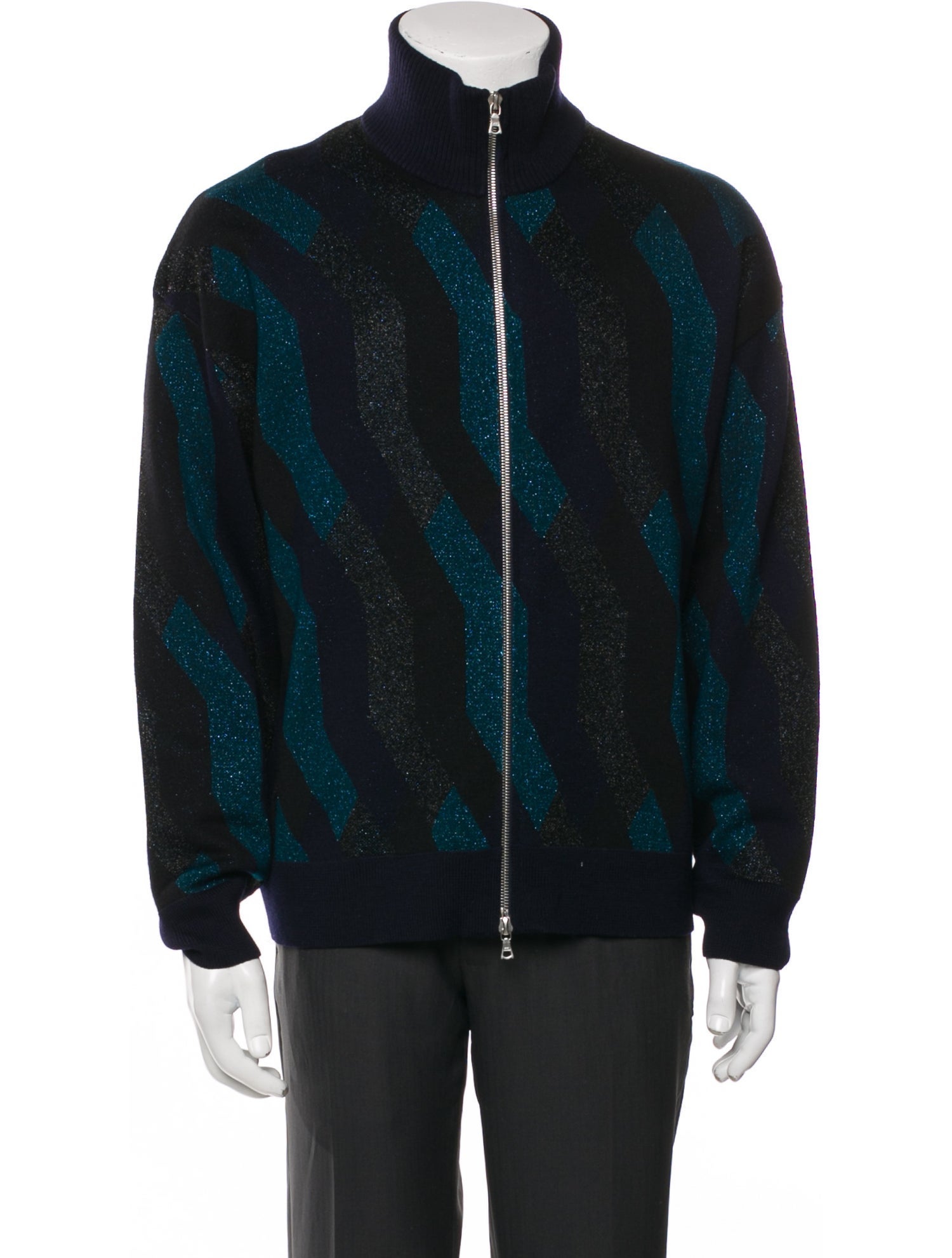 Dries Van Noten Merino Wool Striped Bomber Jacket