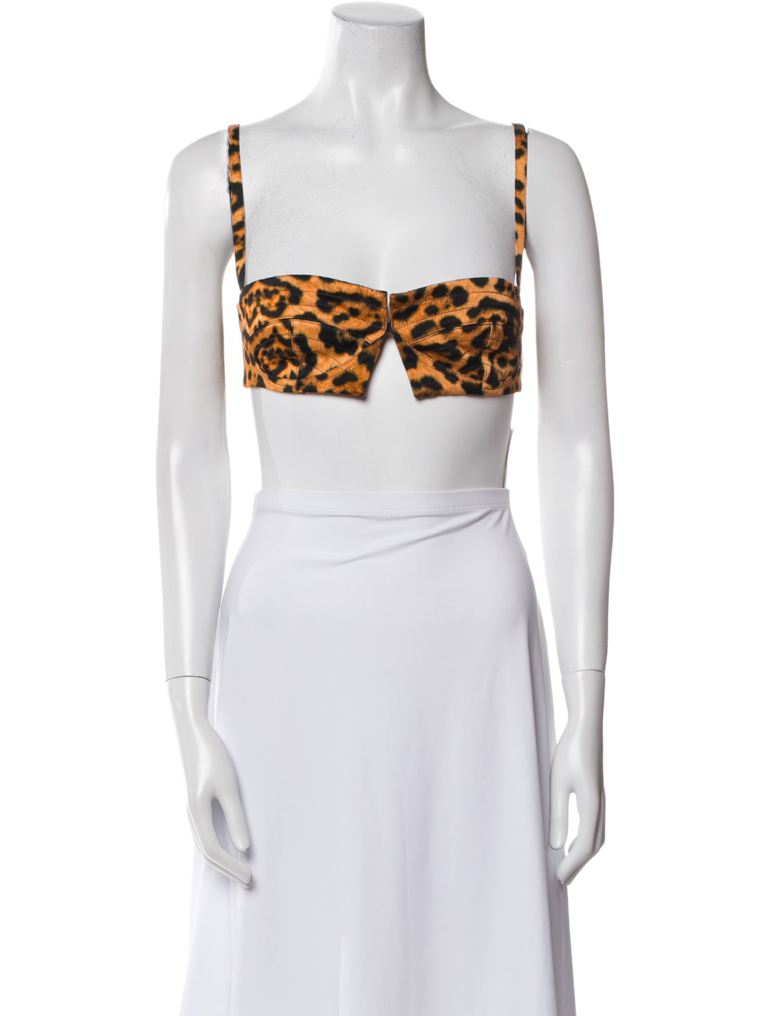 Dries Van Noten Animal Print Square Neckline Crop Top