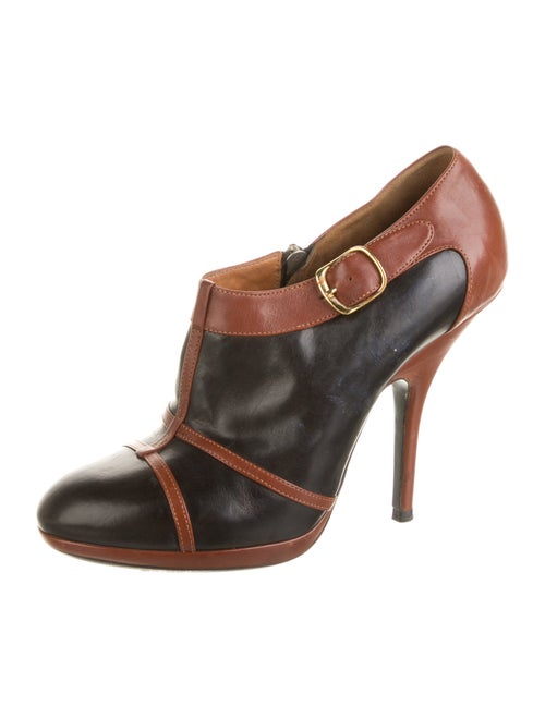 Dries Van Noten Leather Colorblock Pattern T-Strap Pumps