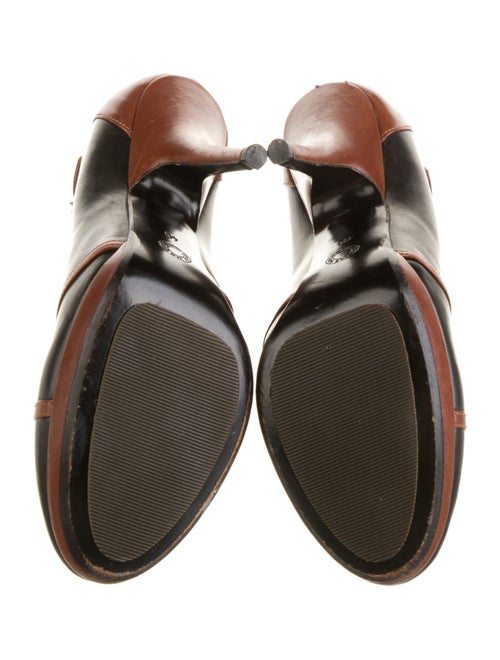 Dries Van Noten Leather Colorblock Pattern T-Strap Pumps