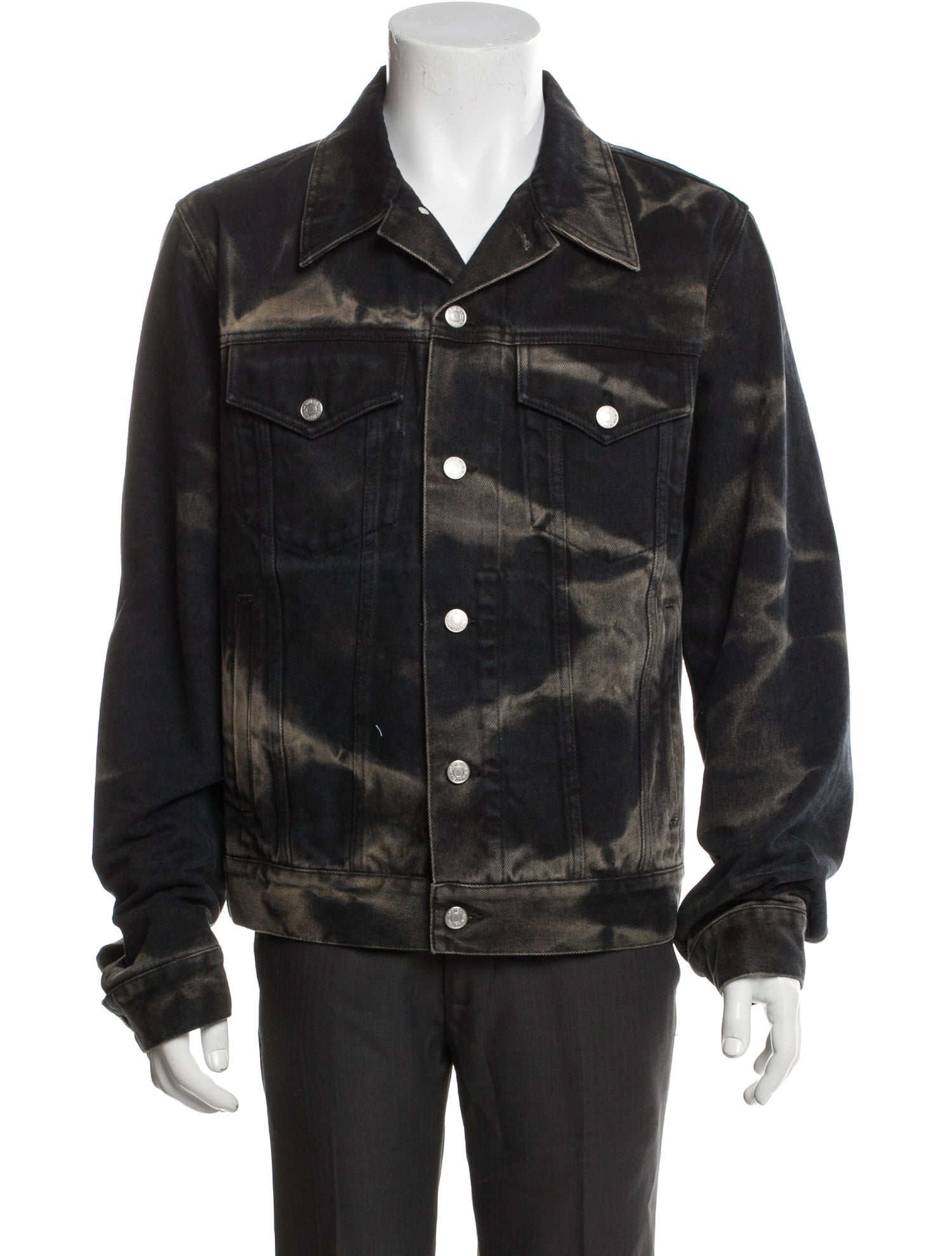 Dries Van Noten Tie-Dye Print Long Sleeve Denim Shirt