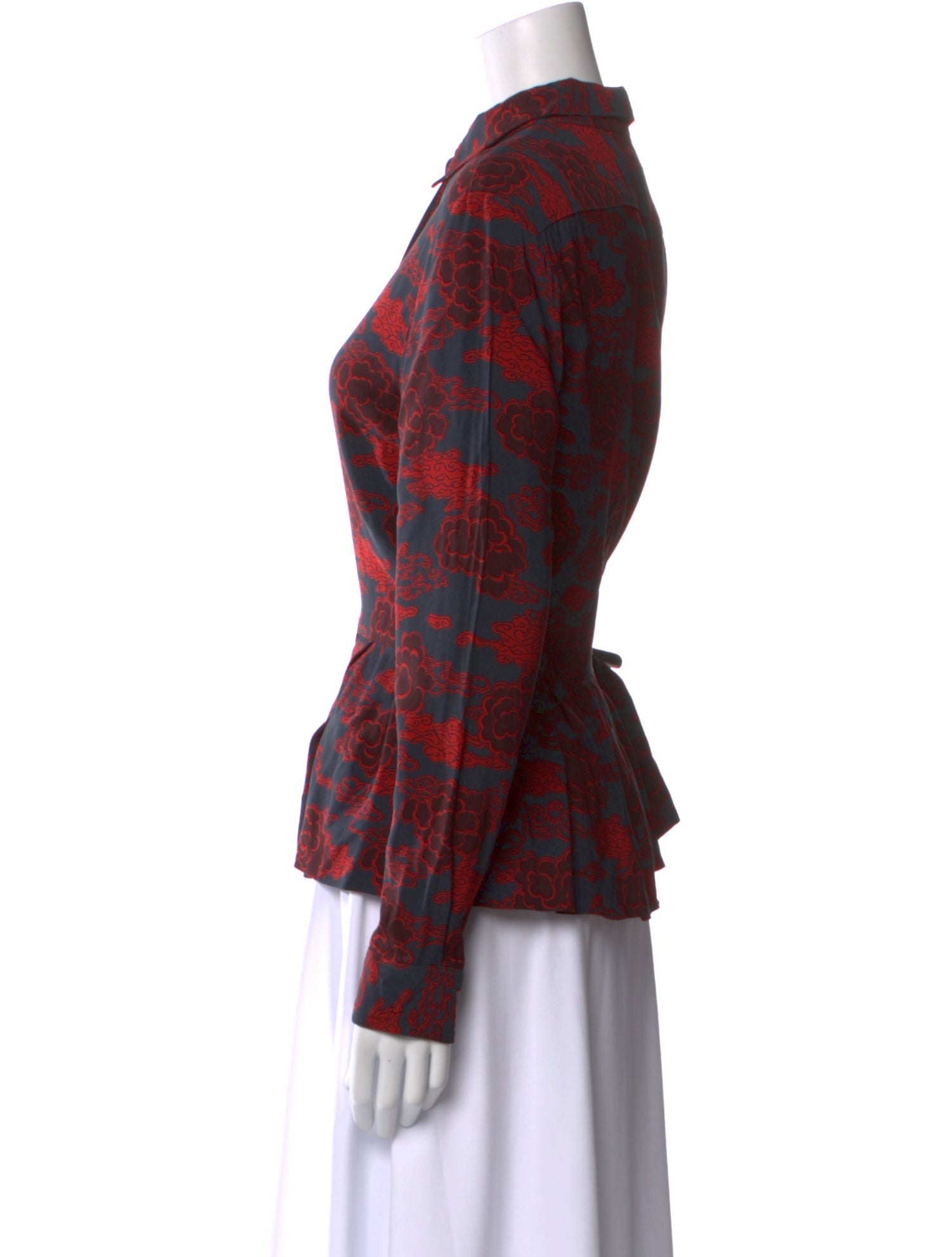 Dries Van Noten Floral Print Mock Neck Button-Up Top