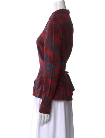 Dries Van Noten Floral Print Mock Neck Button-Up Top