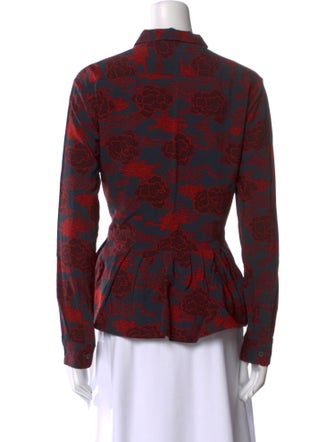 Dries Van Noten Floral Print Mock Neck Button-Up Top