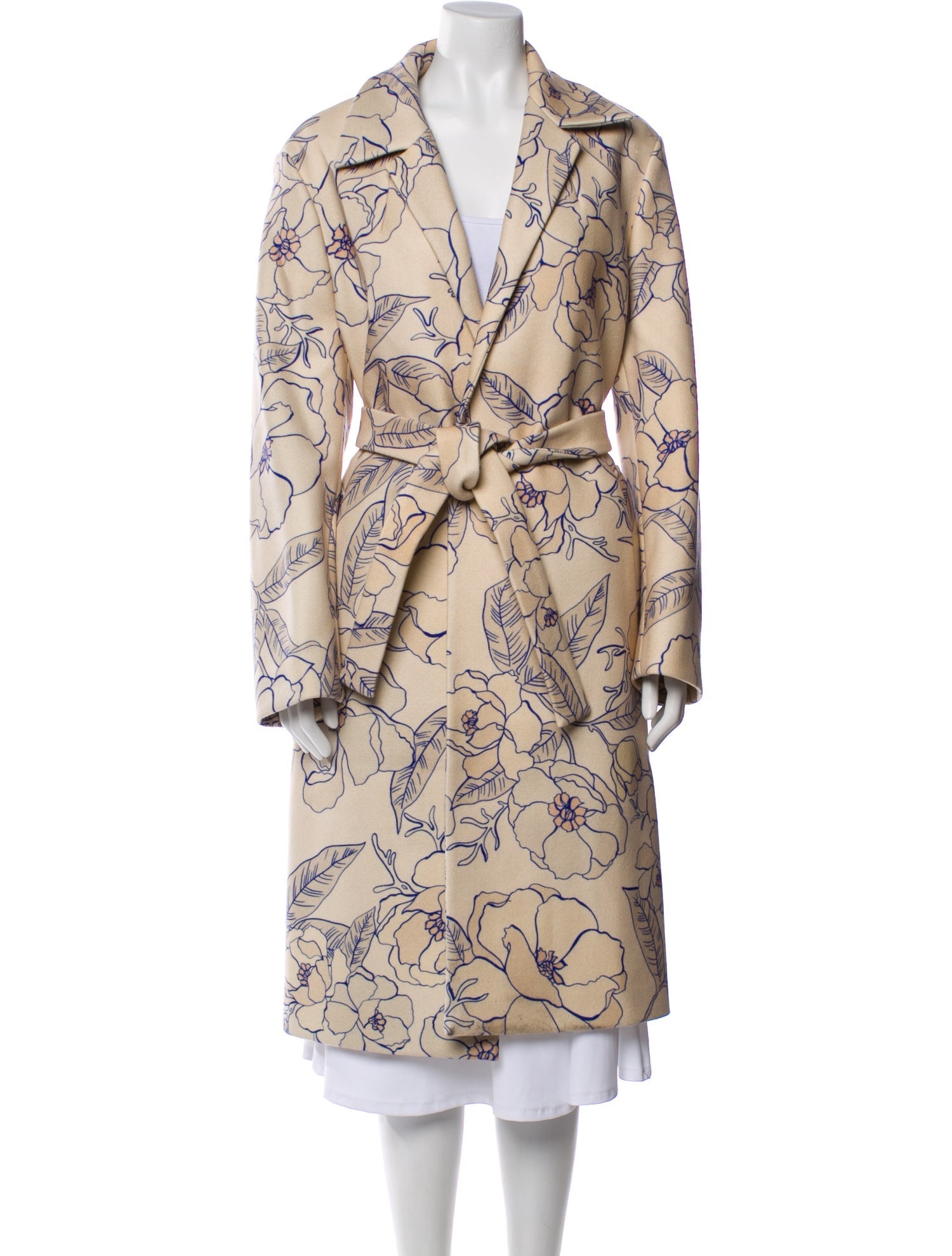 Dries Van Noten Wool Floral Print Trench Coat