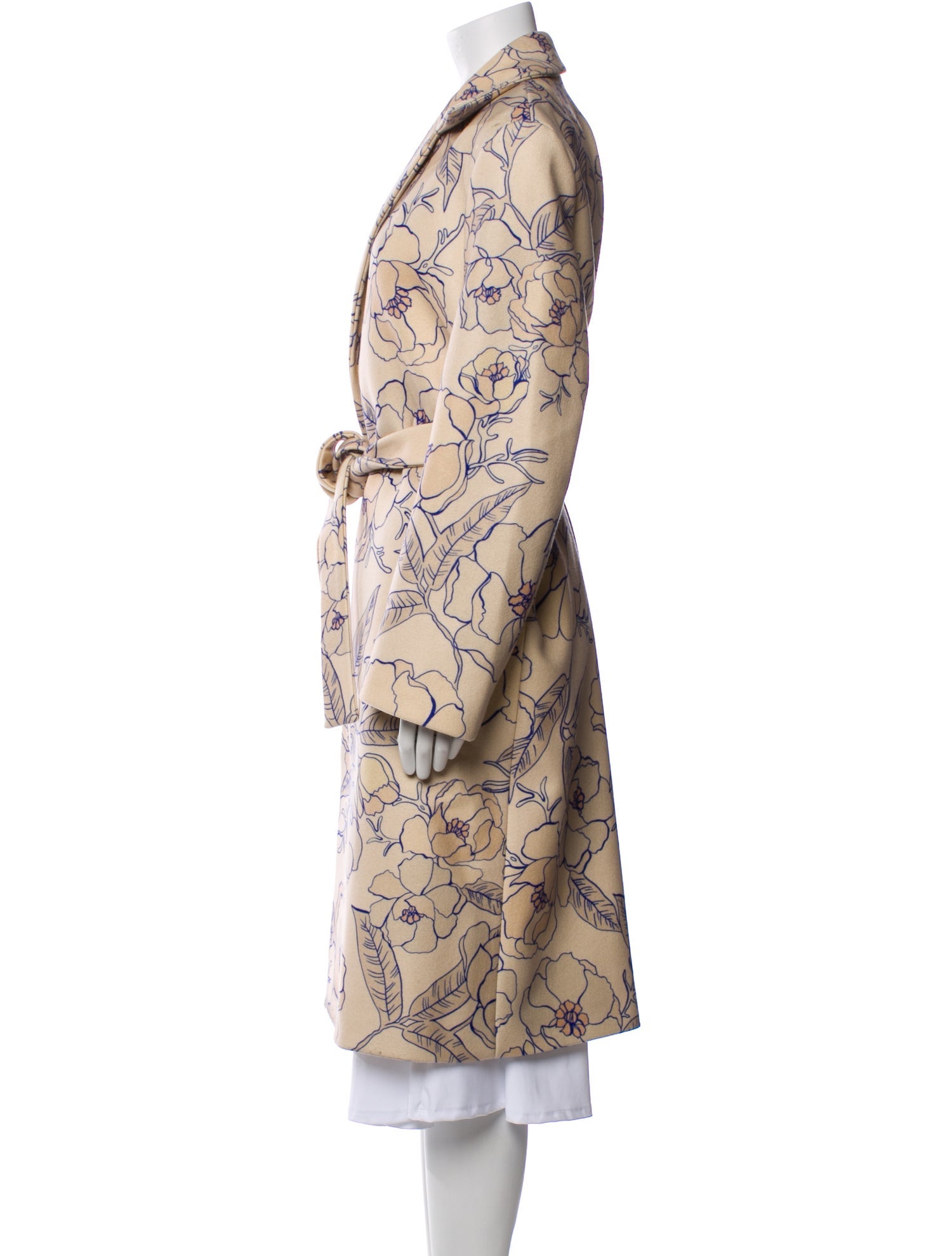 Dries Van Noten Wool Floral Print Trench Coat