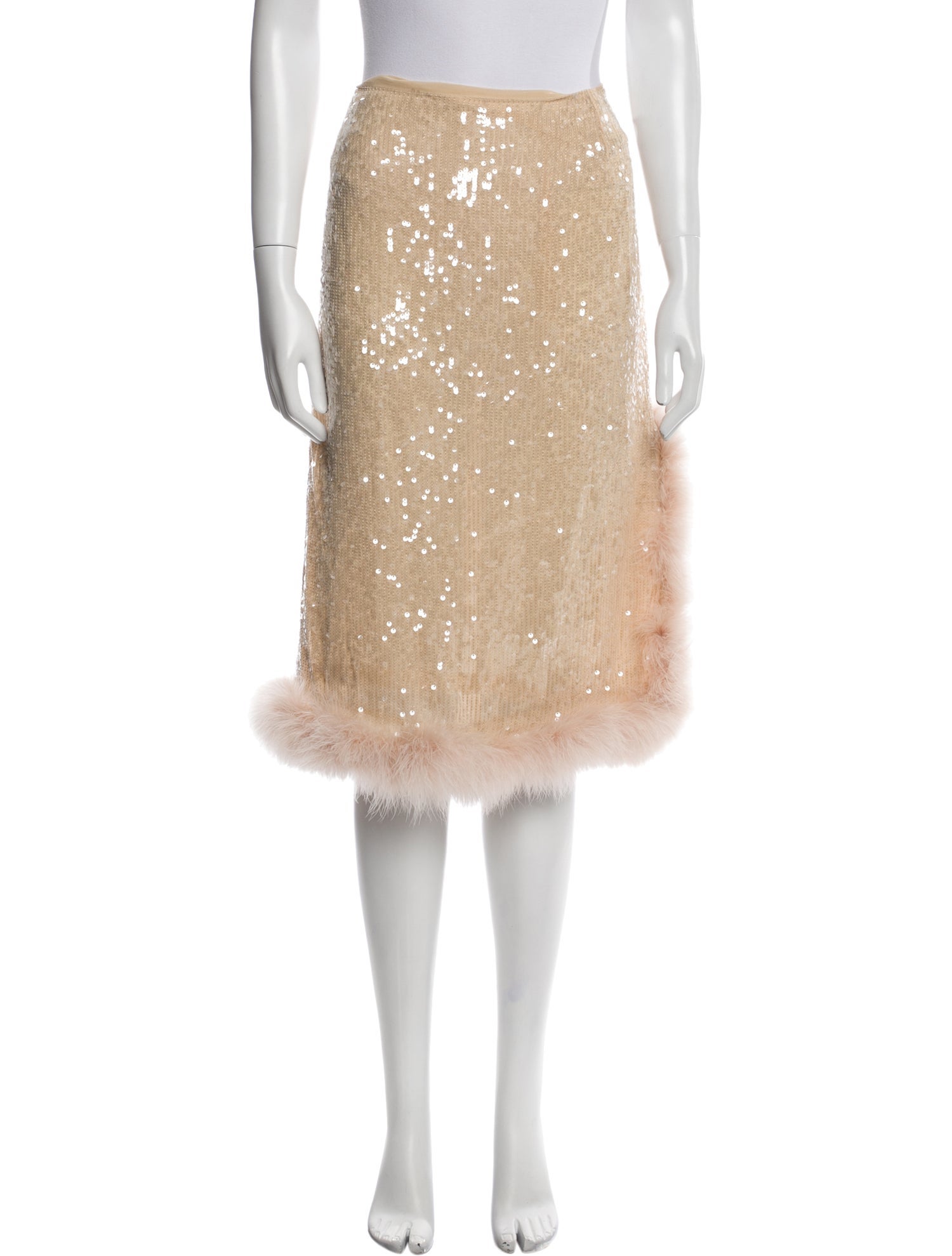 Dries Van Noten Fur Trim Knee-Length Skirt