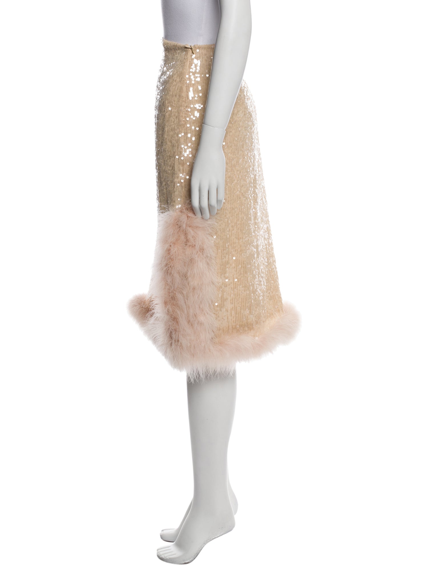 Dries Van Noten Fur Trim Knee-Length Skirt