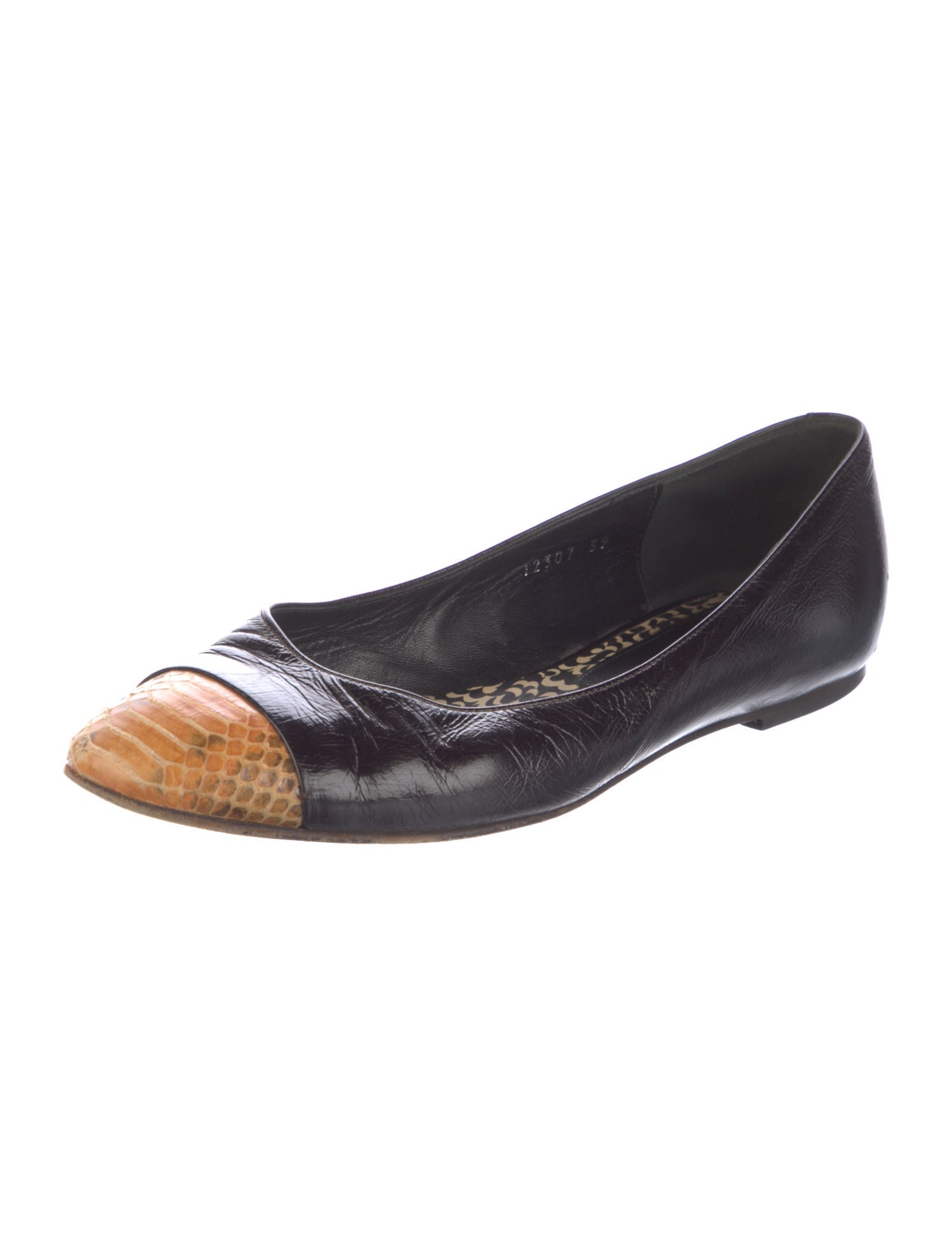 Dries Van Noten Leather Colorblock Pattern Ballet Flats