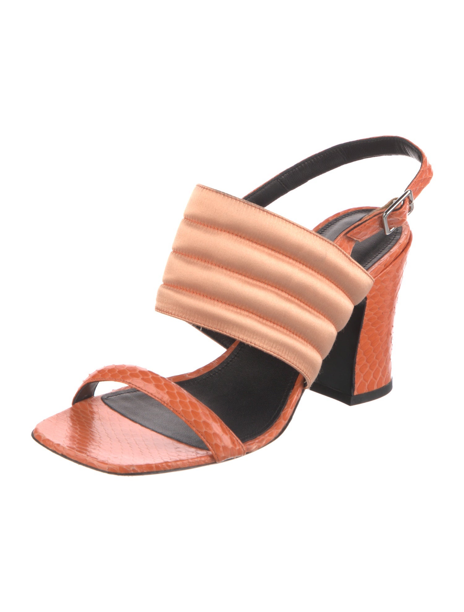 Dries Van Noten Alligator Cutout Accent Slingback Sandals