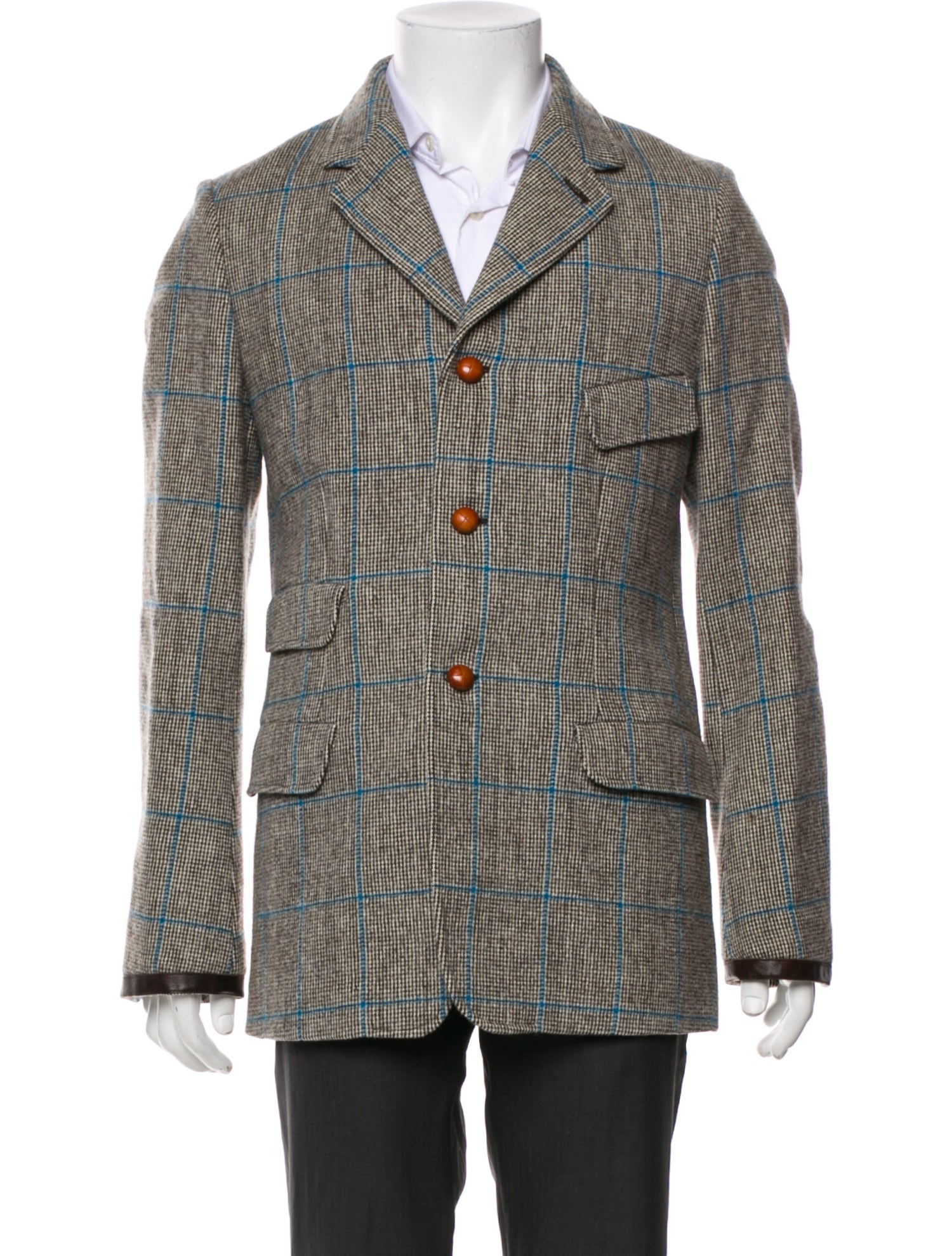 Dries Van Noten Wool Plaid Print Coat