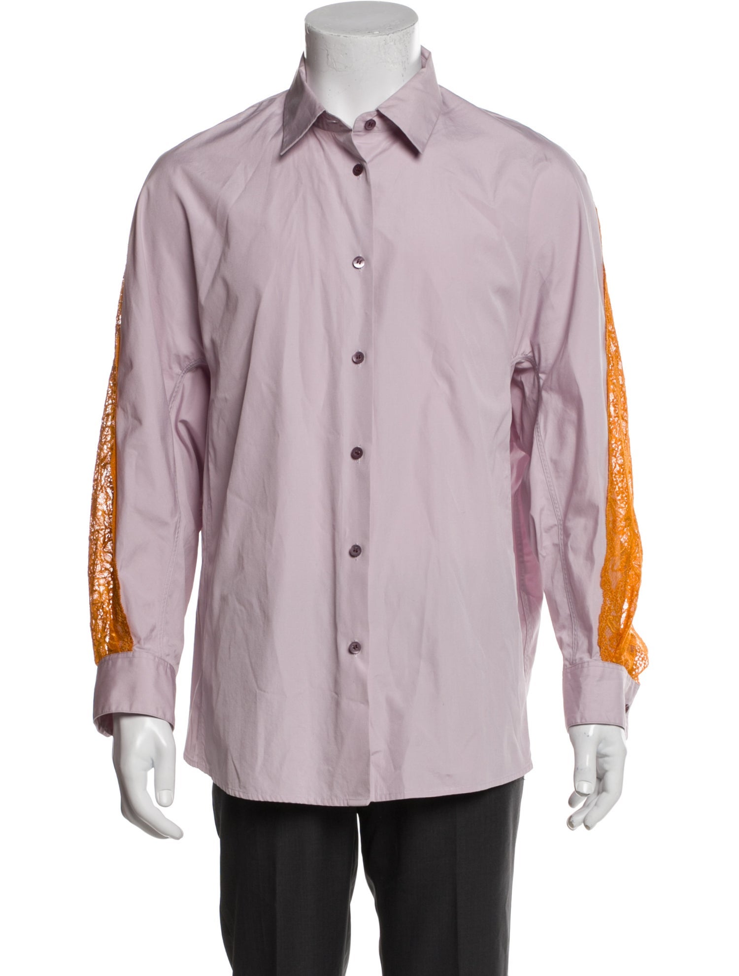 Dries Van Noten Lace Pattern Long Sleeve Dress Shirt