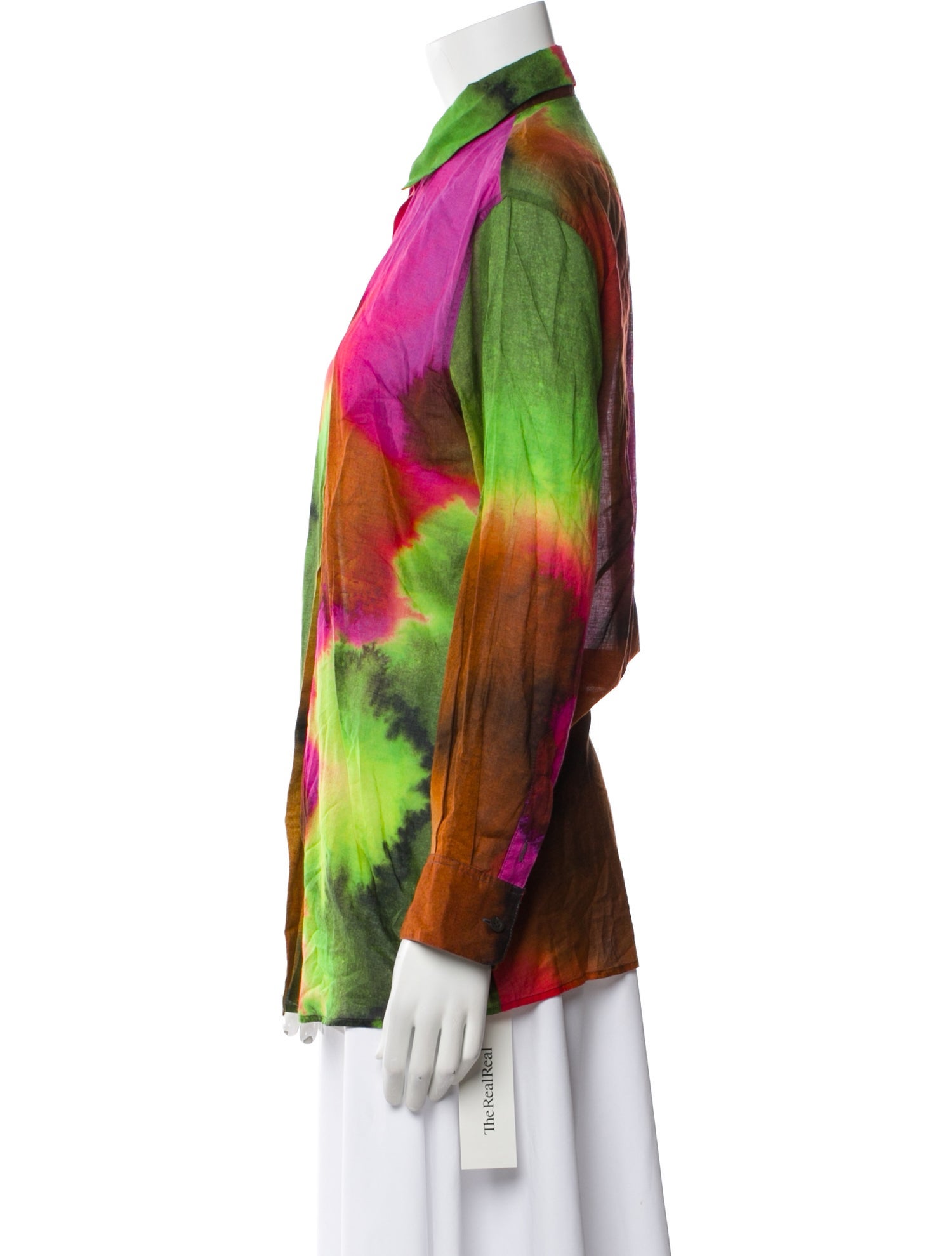 Dries Van Noten Printed Long Sleeve Button-Up Top