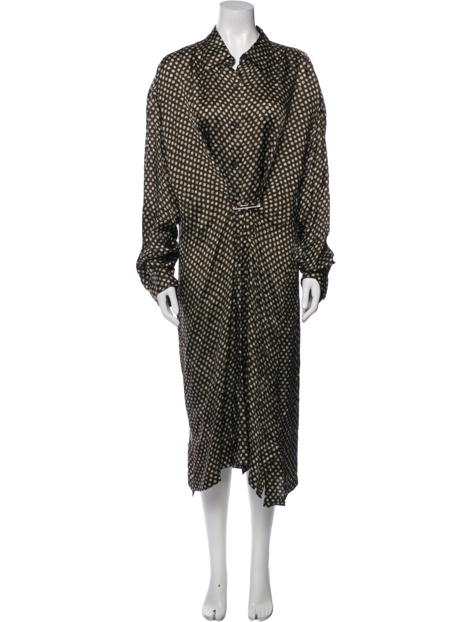 Dries Van Noten Polka Dot Print Midi Length Dress