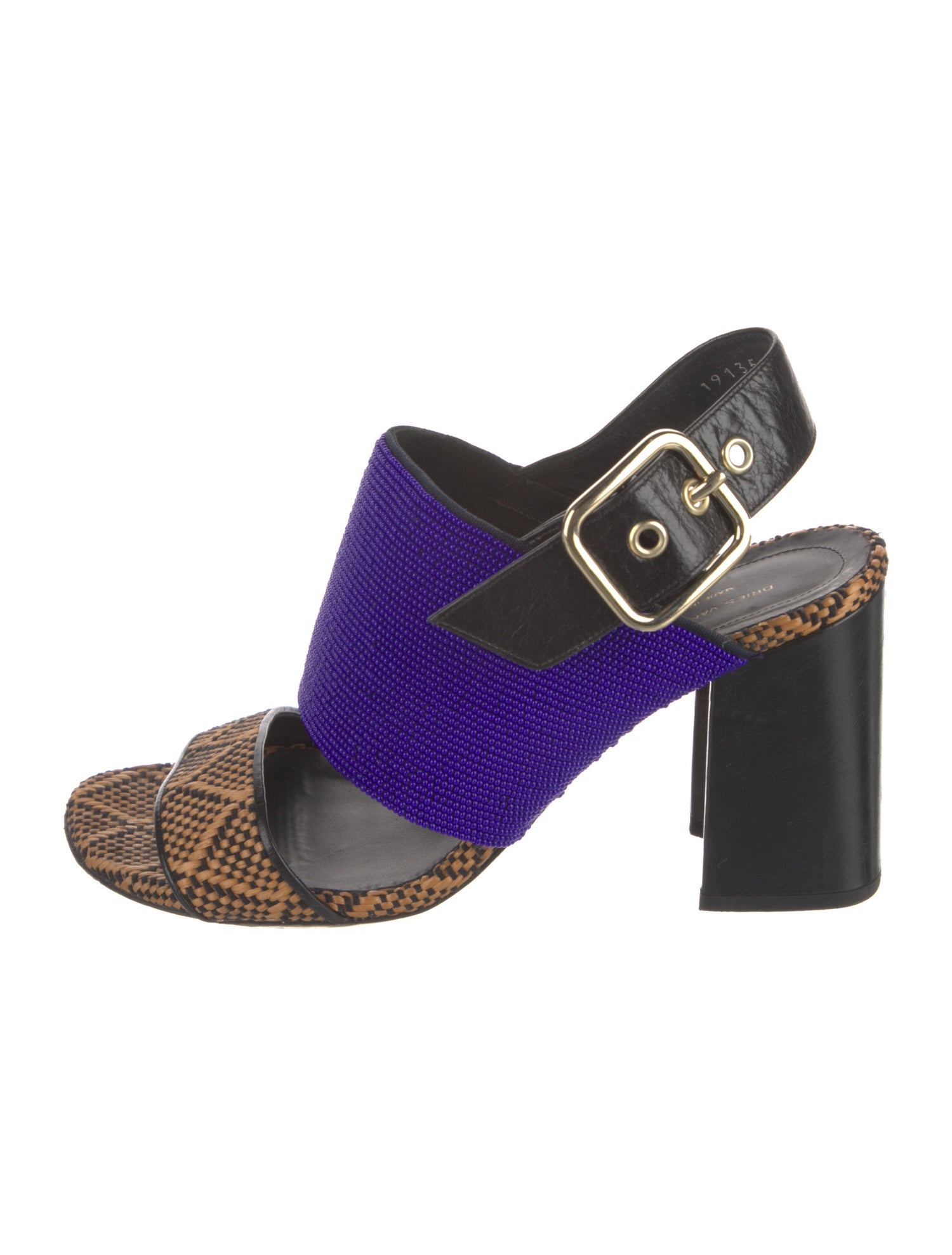 Dries Van Noten Leather Printed Slingback Sandals