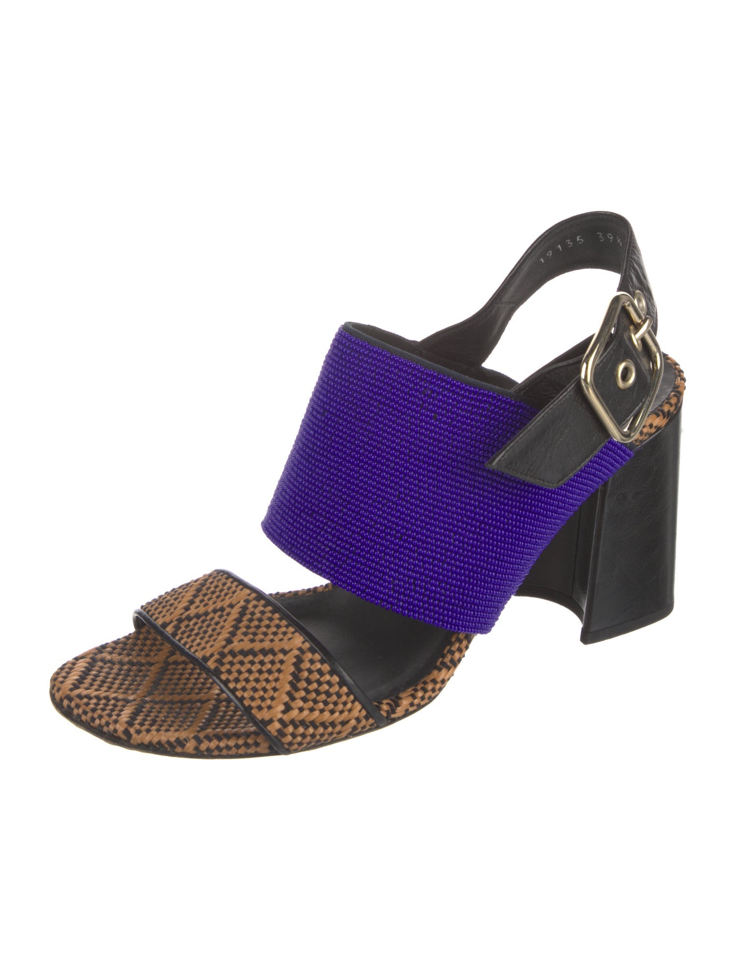 Dries Van Noten Leather Printed Slingback Sandals