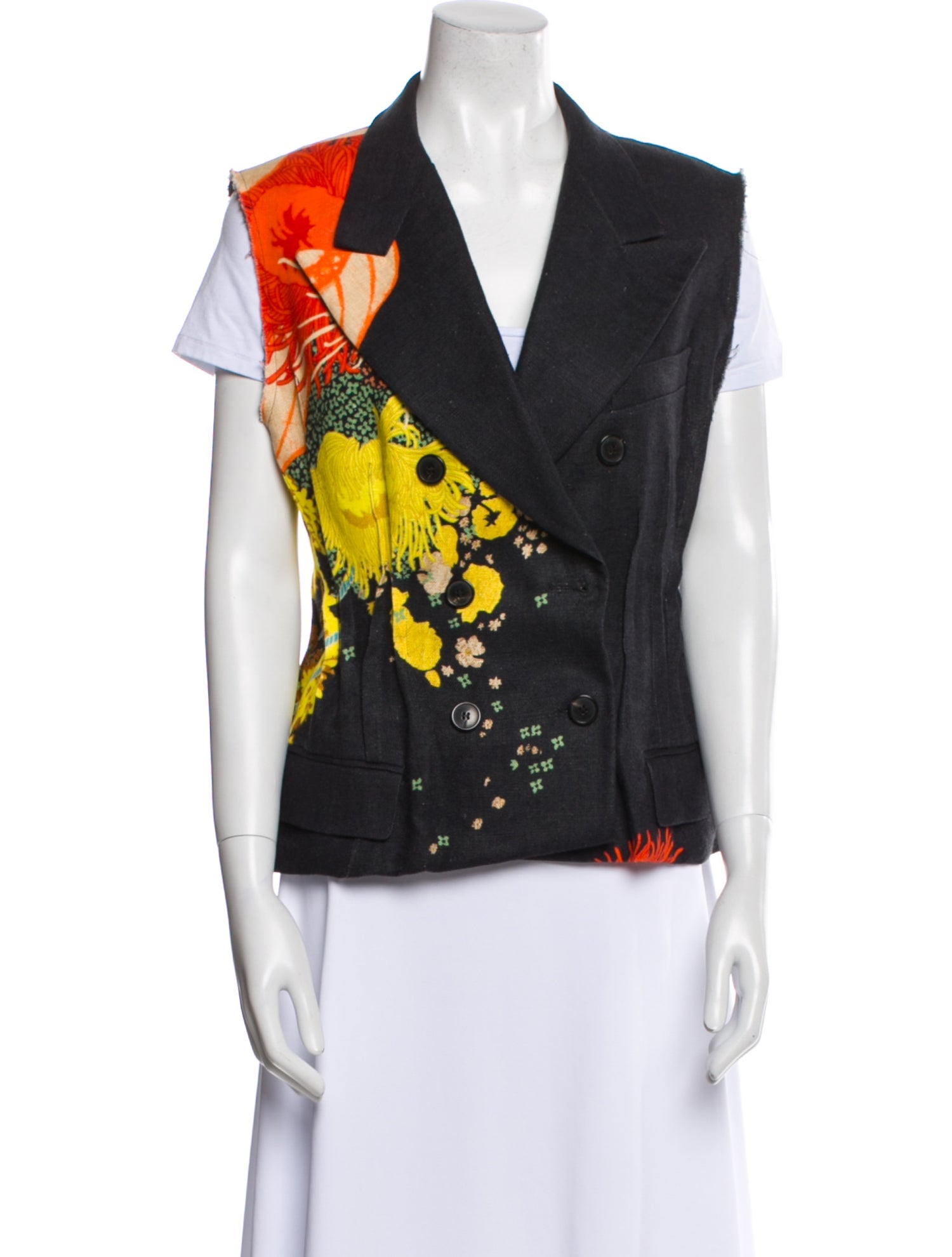 Dries Van Noten Linen Floral Print Vest