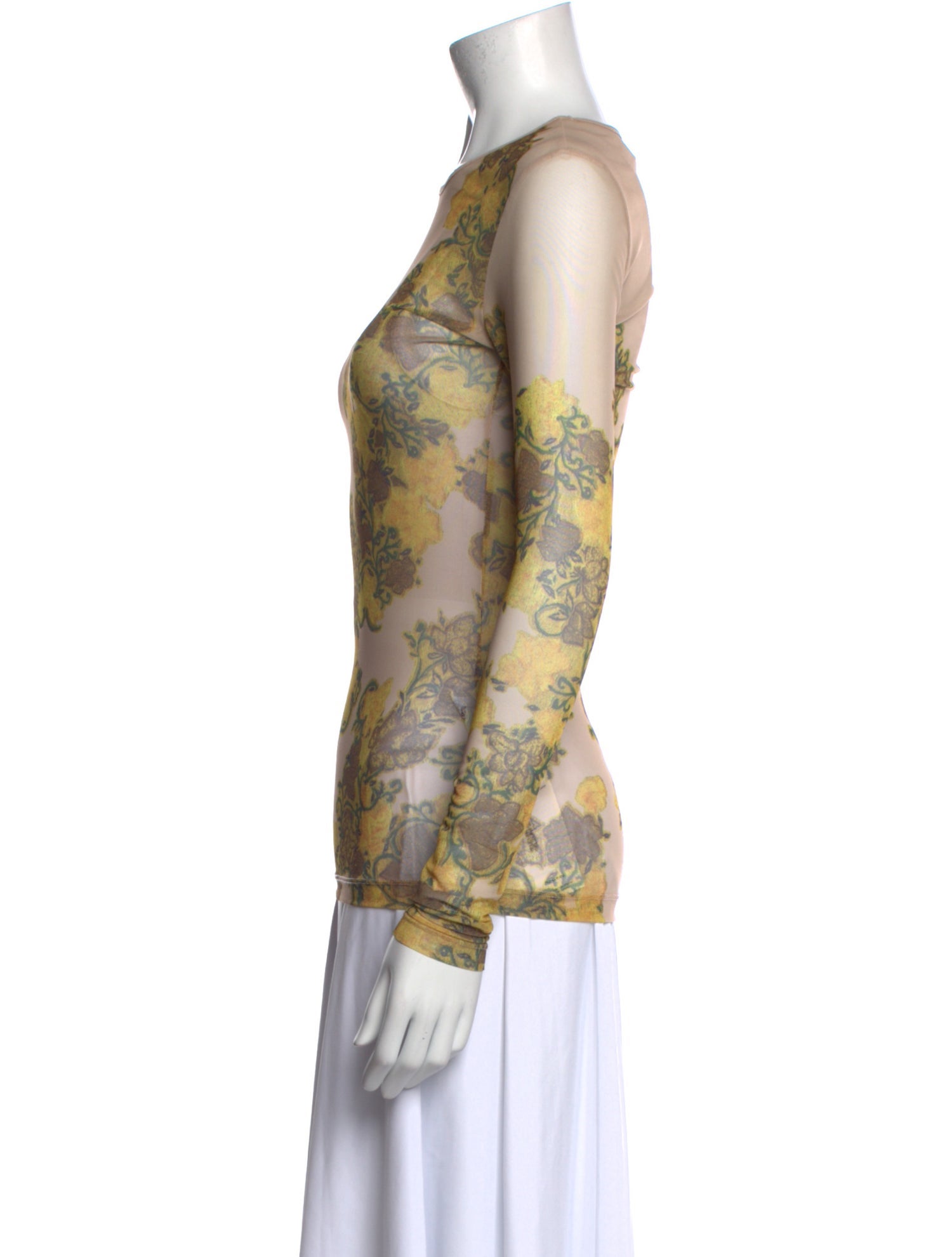 Dries Van Noten Floral Print Bateau Neckline Top