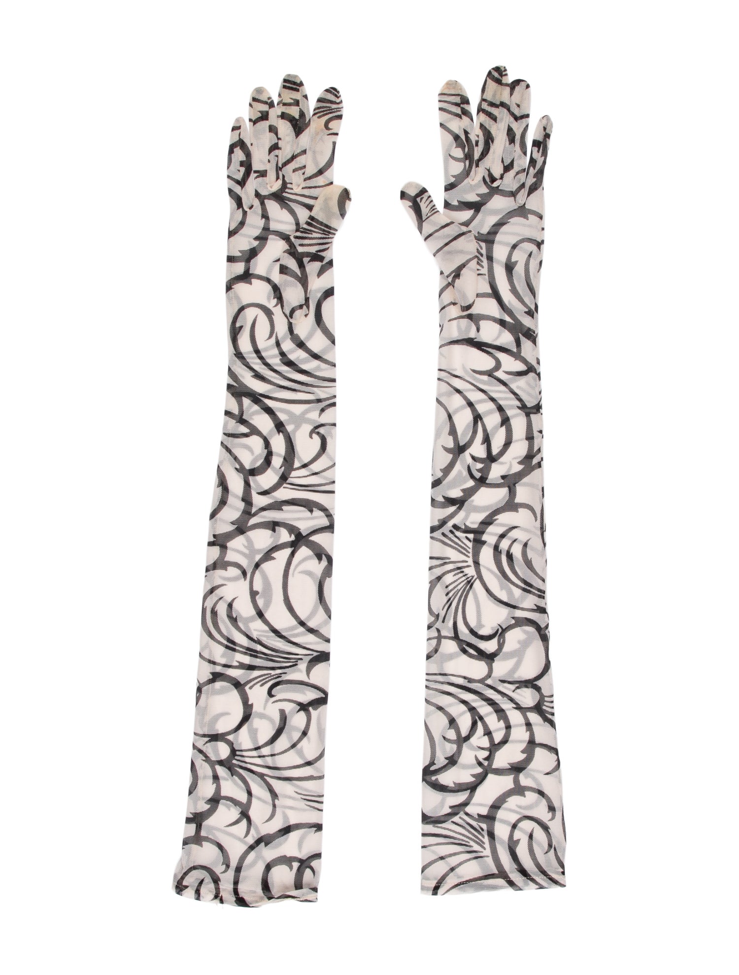 Dries Van Noten Printed Mesh Gloves