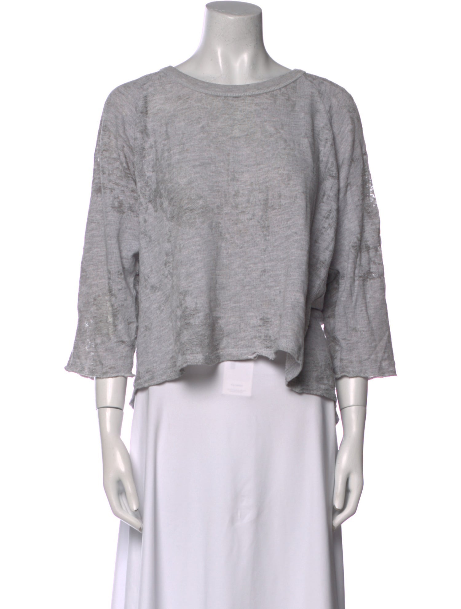 Dries Van Noten Scoop Neck Three-Quarter Sleeve Crop Top