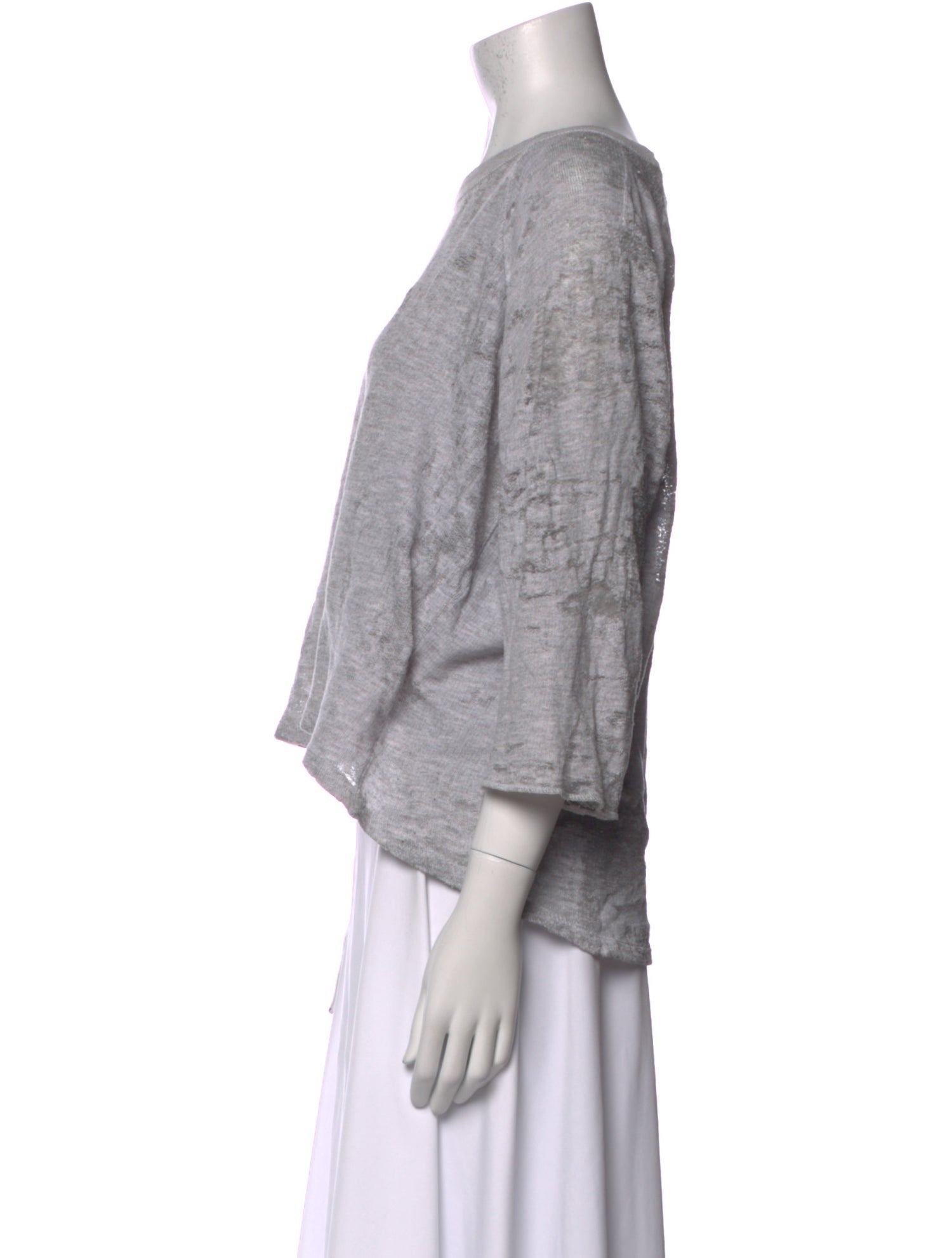 Dries Van Noten Scoop Neck Three-Quarter Sleeve Crop Top