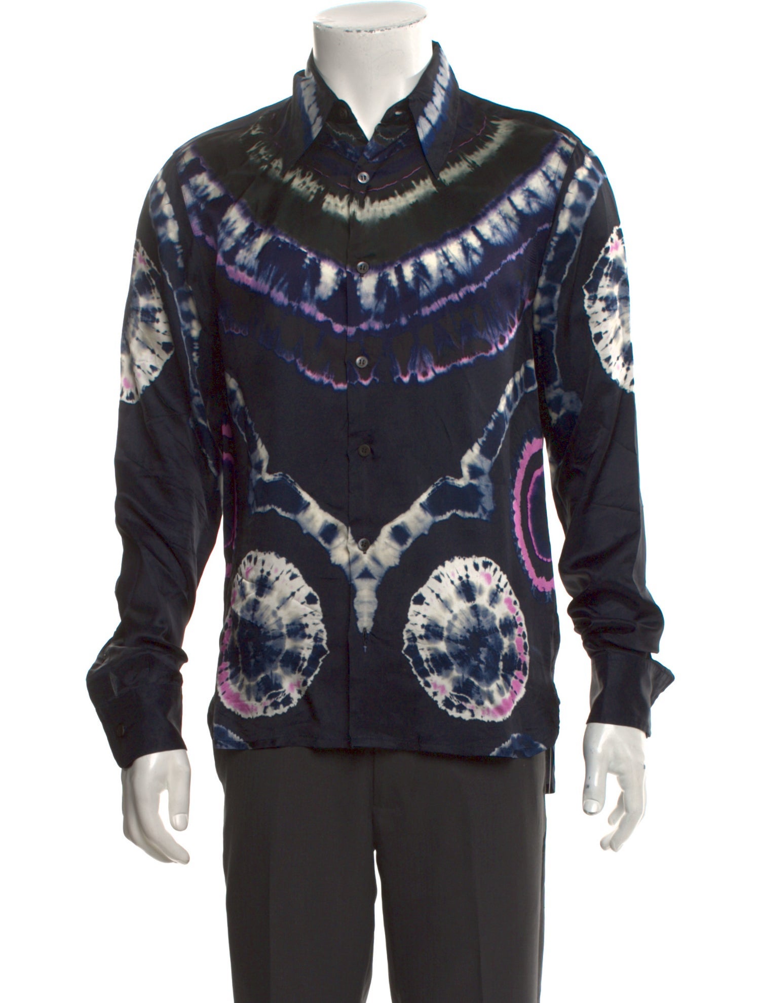 Dries Van Noten Tie-Dye Print Long Sleeve Shirt