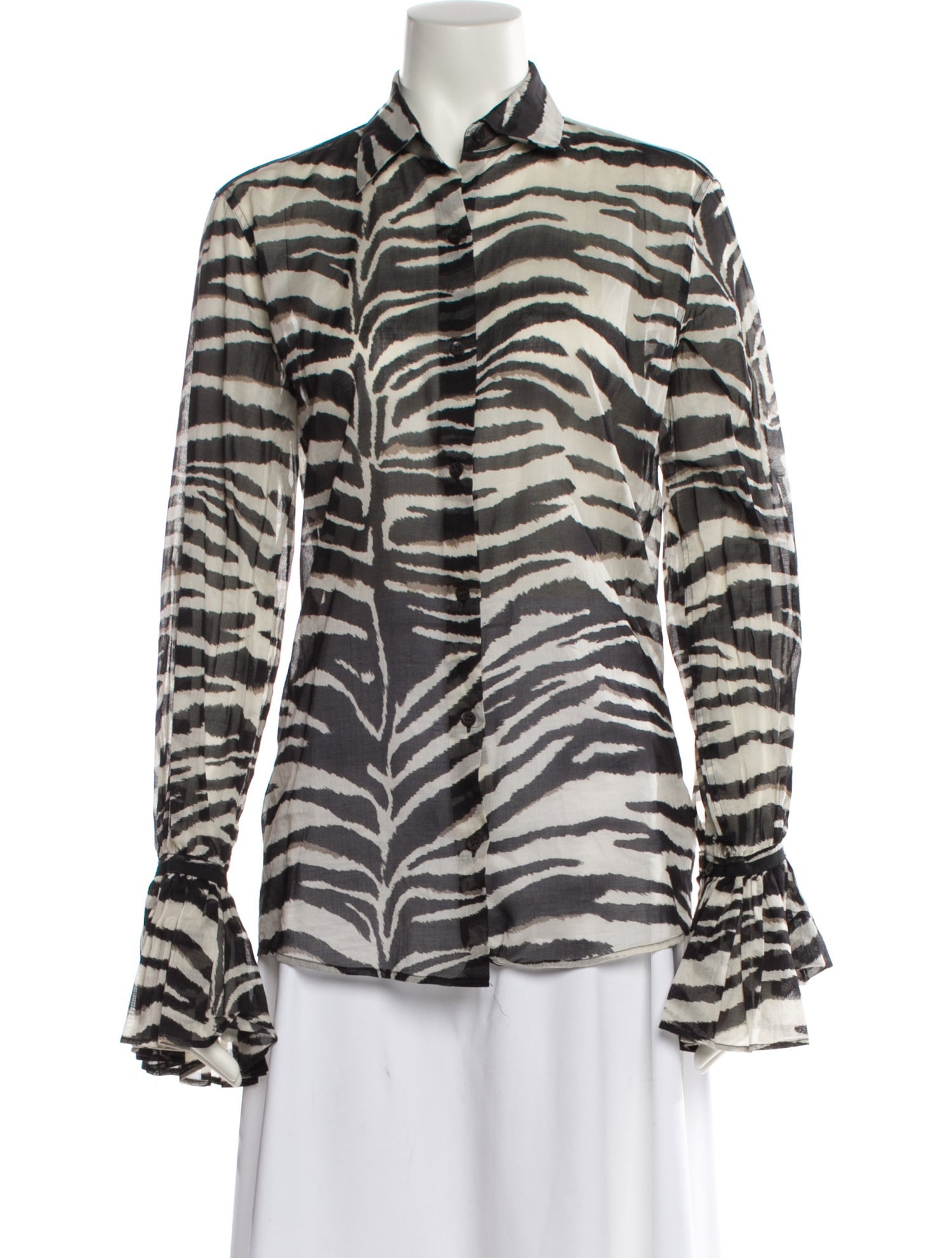 Dries Van Noten Animal Print Long Sleeve Button-Up Top