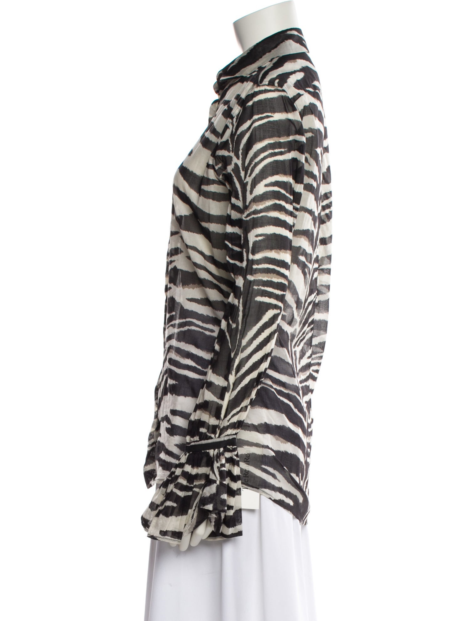 Dries Van Noten Animal Print Long Sleeve Button-Up Top