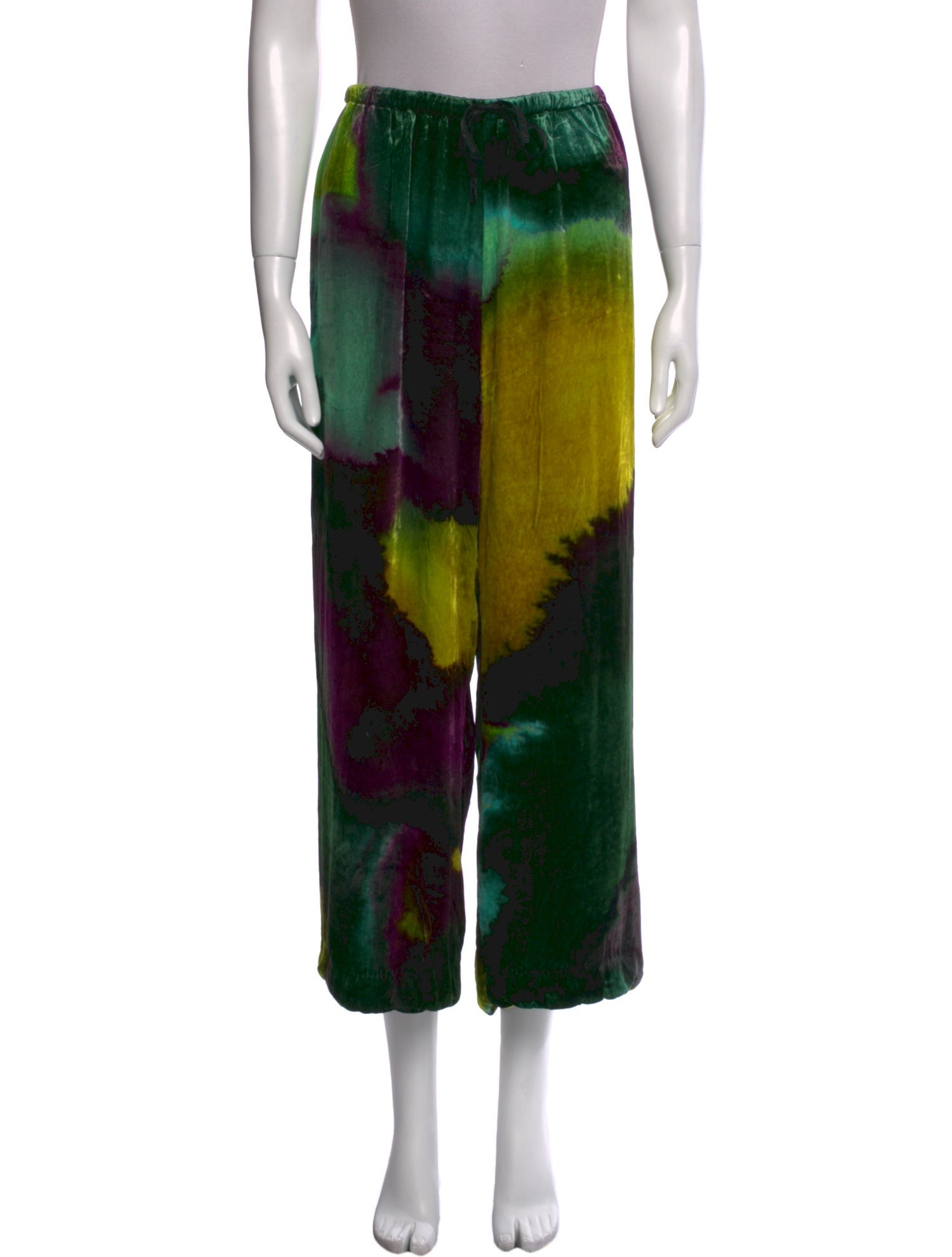 Dries Van Noten Tie-Dye Print Wide Leg Pants