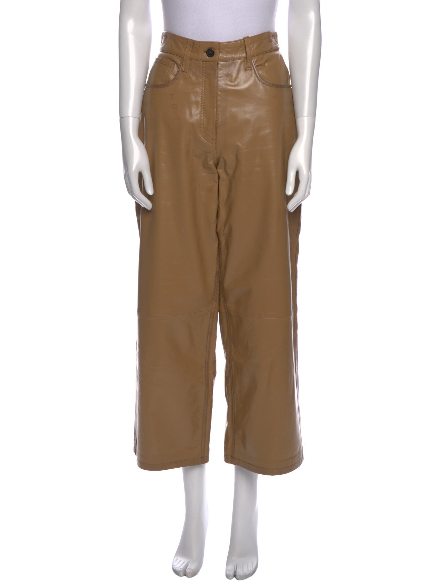 Dries Van Noten Leather Wide Leg Pants